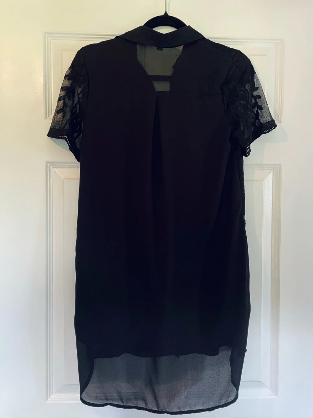 Black Lace Button-Front Shirt Dress
